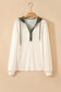 Coffee Waffle Contrast Half Buttoned Hooded Pullover Top