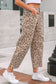 Sky Blue Leopard Print Straight Loose Jeans