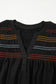 Black Colorful Shirred Yoke Notched V Neck Tank Top