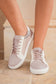 Gold Glitter Star Patchwork PU Leather Lace-up Sneakers