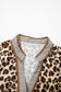 Brown Leopard Print Striped Patchwork 3/4 Sleeve Loose Mini Dress