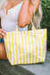 Blackish Green Glossy Striped Vinyl Large Tote Bag