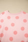 Sky Blue Polka Dot Print Drop Shoulder Pullover Drawstring Shorts Set