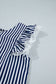 Blue Stripe V Neck Lace Contrast Ruffle Trim Tank Top