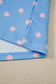 Sky Blue Raised Rib Polka Dot Print Cuffed Short Sleeve Top