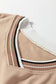 Navy Blue Varsity Contrast Striped Trim V Neck Sweatshirt