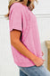 Mint Green Raw Cut Notched Neck Lace Patchwork Detail Mineral Wash Tee
