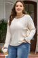 Parchment Ribbed Contrast Leopard Edge Round Neck Plus Knit Top
