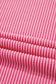 Rose Red Twisted Ribbed Knit V Neck Casual Tee