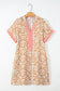 Khaki Western Fashion Print Striped Color Block Patchwork Shift Mini Dress