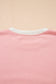 Rose Red 2pcs Color Block Pullover Loose Pant Set