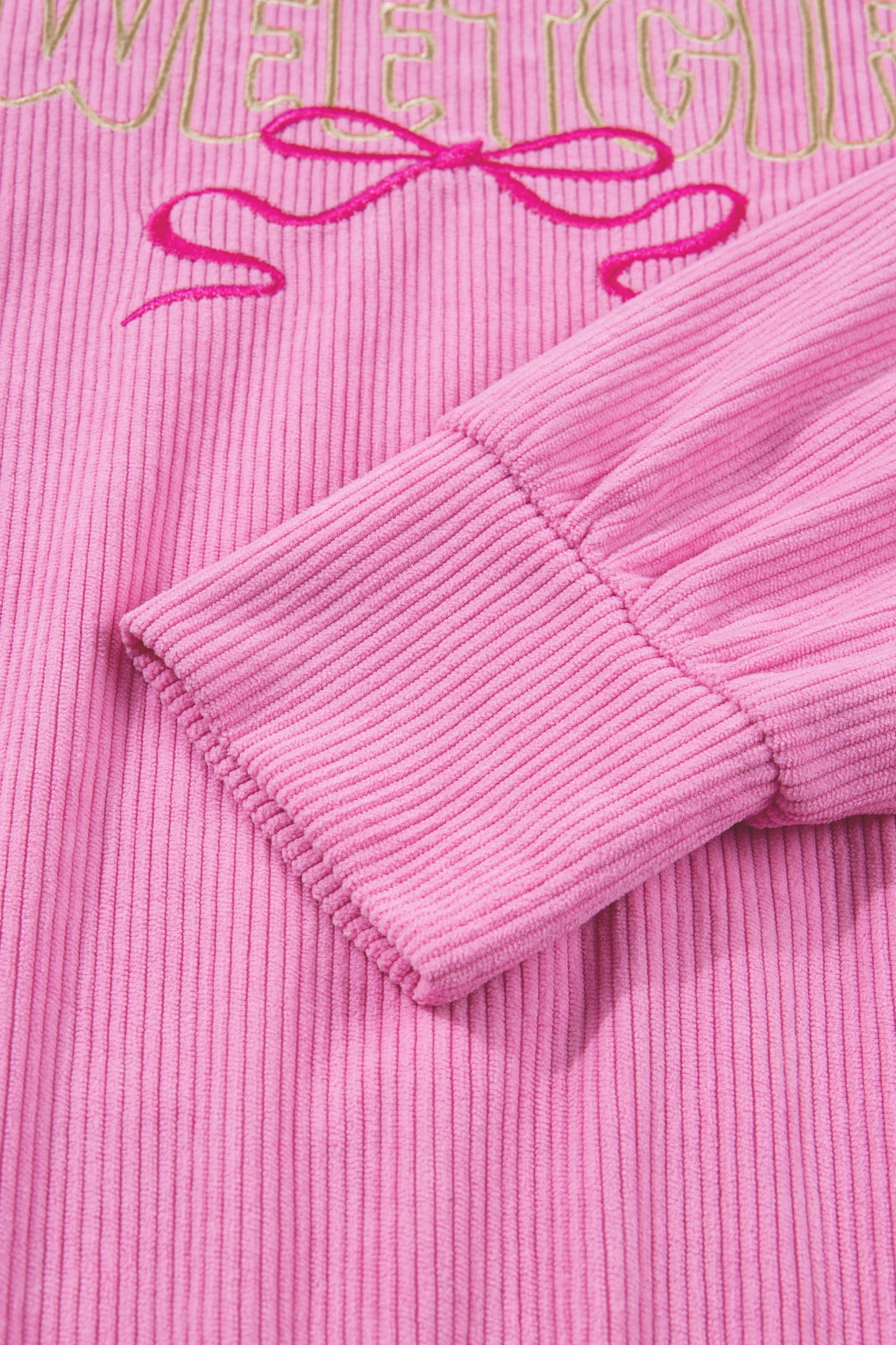 Bonbon Sweet Girl Embroidered Graphic Rib Textured Top