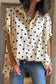 Beige Polka Dot Print Loose Dolman Shirt
