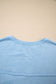 Myosotis Notched Neck Terry Raw Hem Long Sleeve Top