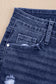 Real Teal Folded Cuffs Distressed Straight High Waist Jeans