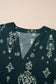 Sky Blue Boho Floral Print Lettuce Trim 3/4 Sleeve Mini Dress