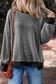 Red Stripe Ribbed Trim Drop Shoulder Long Sleeve Oversize Top