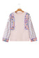 Delicacy Ricrac Trim Floral Plaid Patchwork Puff Sleeve Blouse