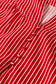 Red Stripe Ruffled Short Puff Sleeve Button Front Blouse