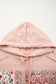 Flamingo Mix Floral Patchwork Side Slit Drawstring Hoodie