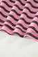 Rose Stripe Striped V-Neck Ribbed Collar Cuff Gathering Puff Sleeve Top
