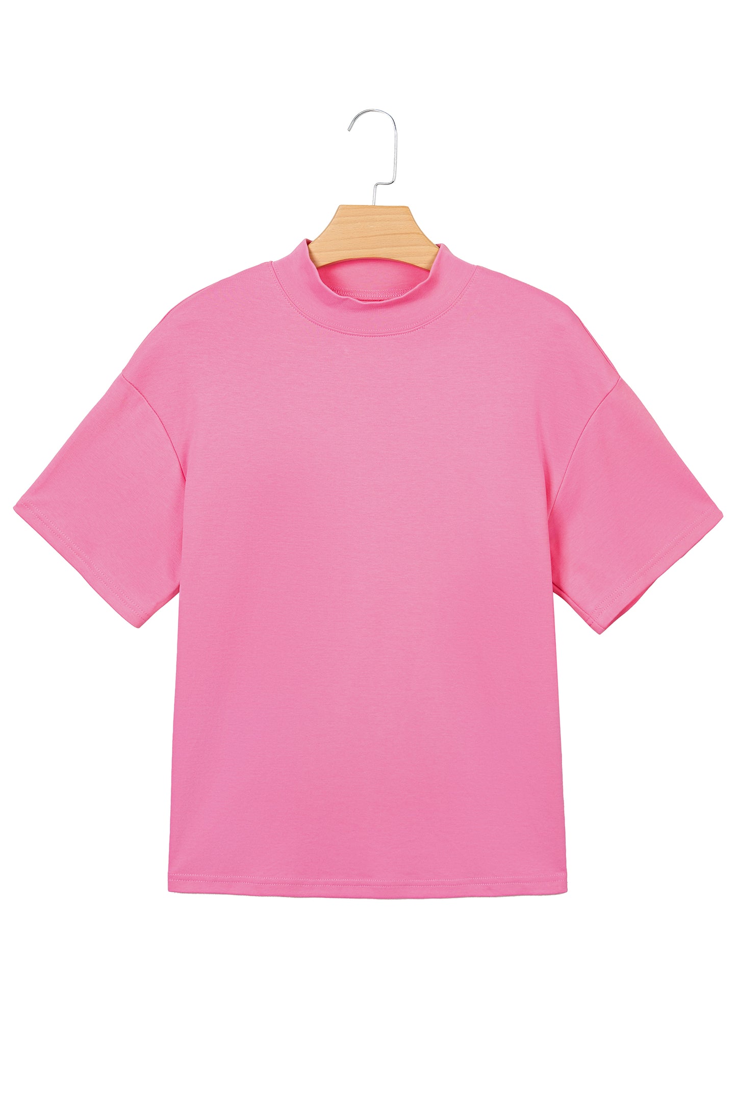 Sachet Pink Solid Color High Neck Oversize Tee