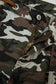 Green Camouflage Print Splashed Distressed Loose Denim Pants