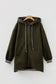Four Leaf Clover Contrast Cuffed Drop Shoulder Zip up Tunic Hoodie