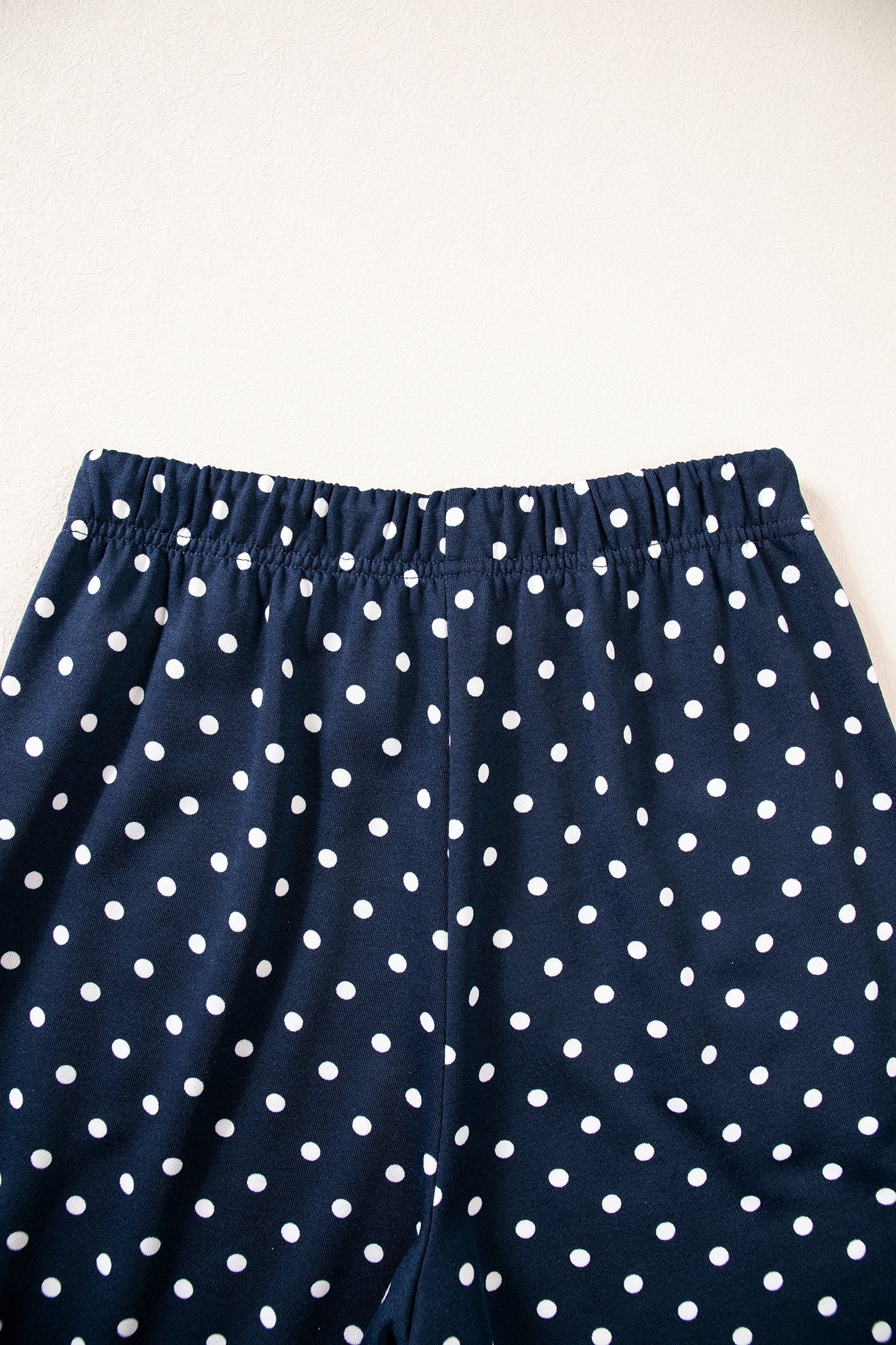 Brown Polka Dot Drawstring Wide Leg Long Sleeve Top Pant Set