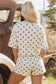 Black Exposed Seam Detail Polka Dot Loose Tee Drawstring Shorts Set