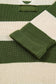 Green Stripe Colorblock Notched Neck Plus Size Sweater