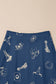 White Western Print Satin Long Skirt