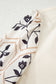 White Floral Puff Sleeve Contrast V Neck Patchwork Blouse