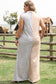 Gray Stripe Plus Size Color Block Buttoned Sleeveless Wide Leg Jumpsuit