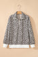 Brown Leopard Print Quarter Zip Corduroy Sweatshirt
