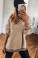 Navy Blue Varsity Contrast Striped Trim V Neck Sweatshirt