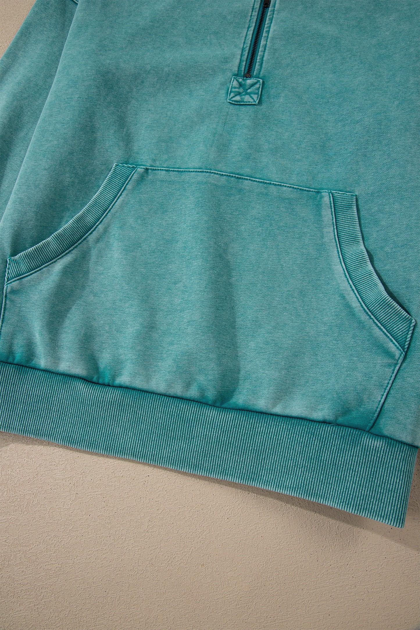 Ashleigh Blue Half Zip Kangaroo Pocket Mineral Wash Baggy Hoodie