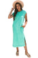 Clearly Aqua Mineral Wash Pocketed T-shirt Long Dress