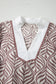 Brown Leaf Print Standing Collar Puff Sleeve Top