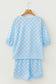 Sky Blue Polka Dot Oversized Top Drawstring Short Set