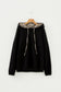 Jet Stream Leopard Contrast Drawstring Hood Drop Shoulder Loose Top