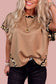 Sea Green Leopard Trim Round Neck Loose T Shirt