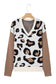 Jet Stream Leopard Print Color Block Patchwork Sleeve V Neck Sweater