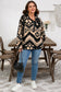 Black Plus Size Western Aztec Pattern Half Button Collared Plush Sweatshirt