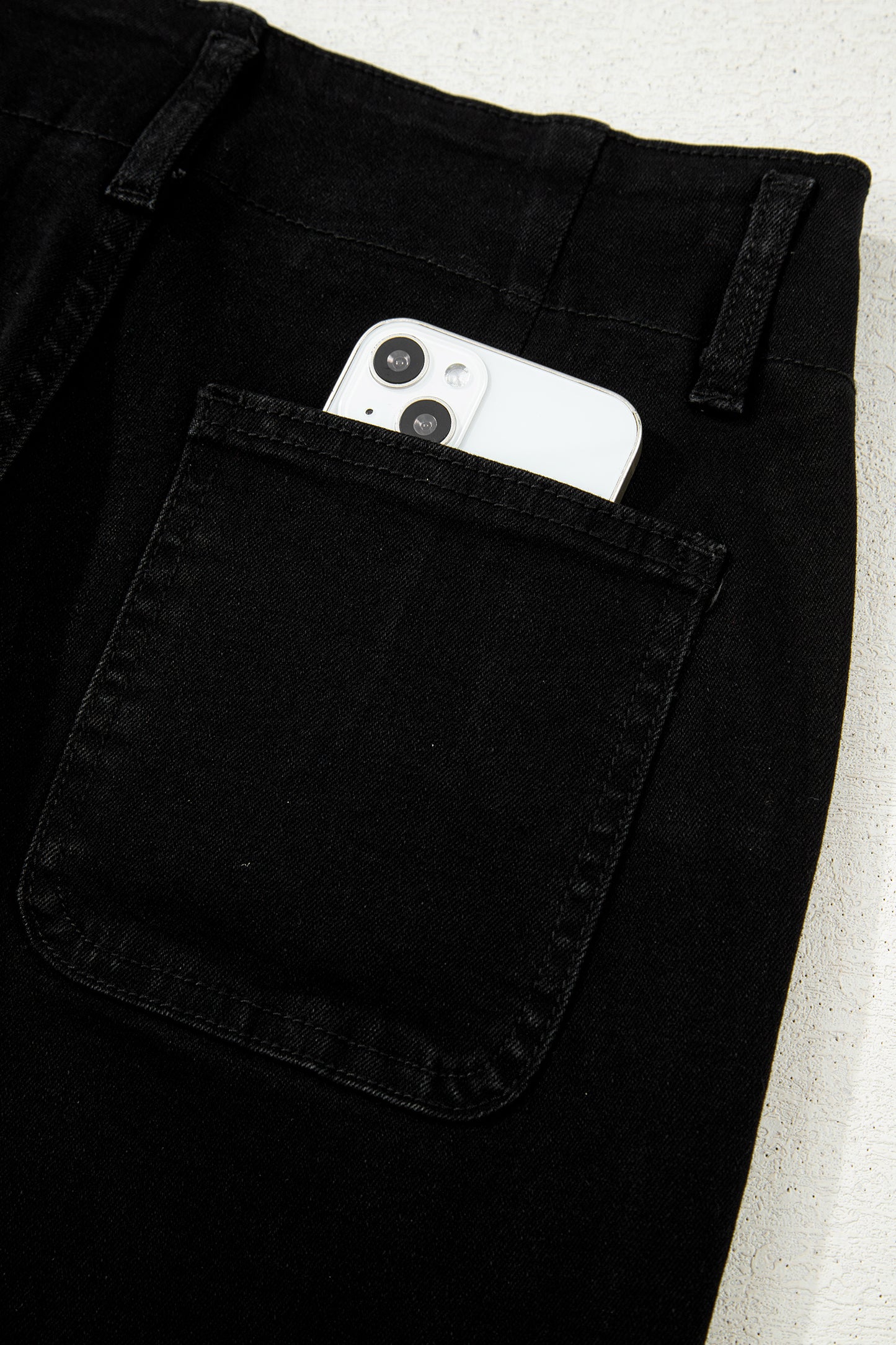 Black 2-Button High Waist Flared Bottom Jeans