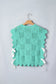 Beau Blue Pointelle Knit Patterned Scalloped Trim Short Sleeve Sweater