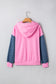 Parchment Checkered Patchwork Kangaroo Pocket Half Zipper Hoodie
