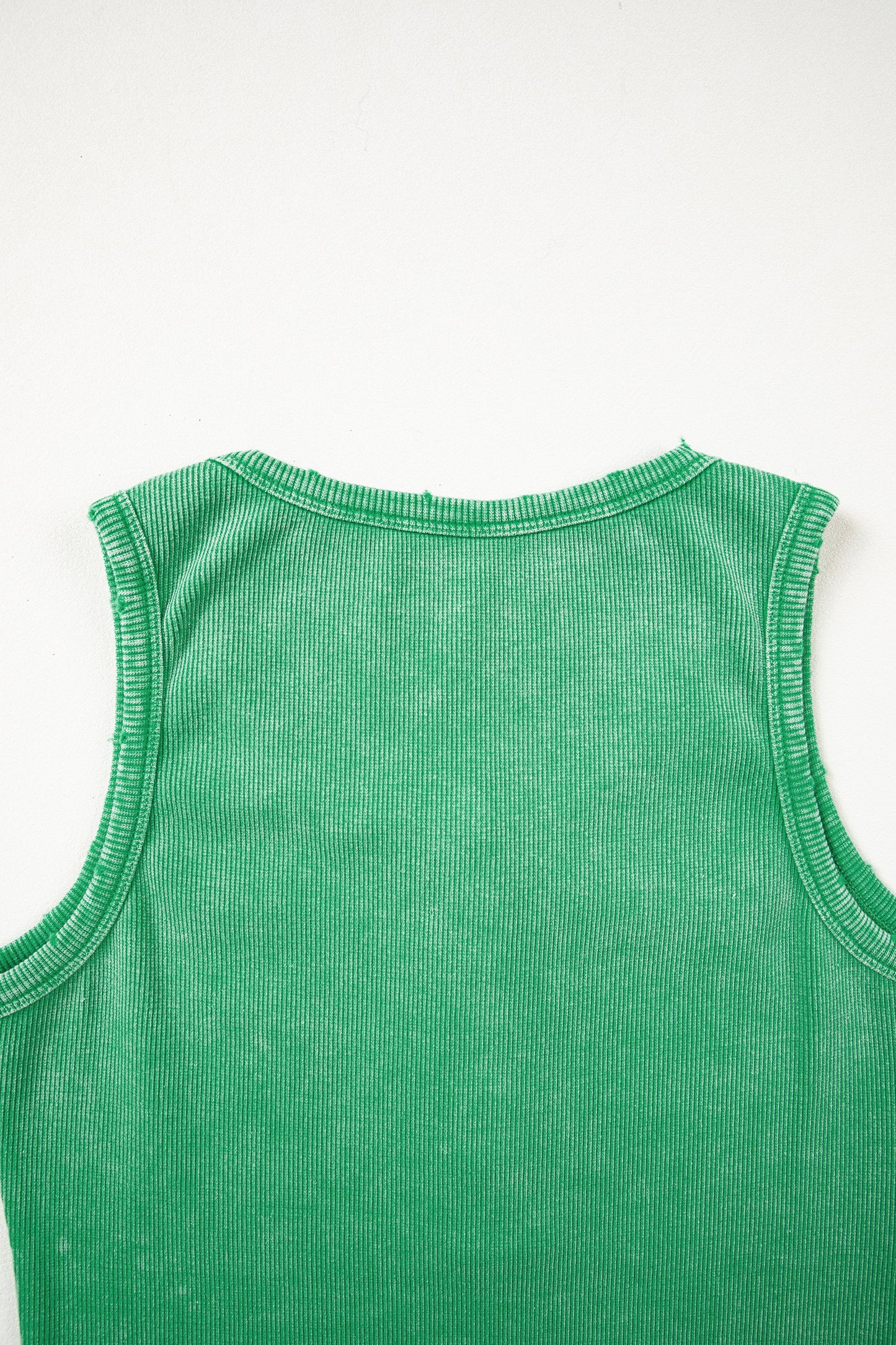 Blue Vintage Distressed Ribbed Mineral Wash Tank Top
