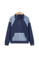 Navy Blue Patchwork Plaid Pocket Quarter Zip Sweatshirt
