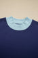 Coffee Colorblock Trim Crewneck Long Sleeve Pullover Sweatshirt
